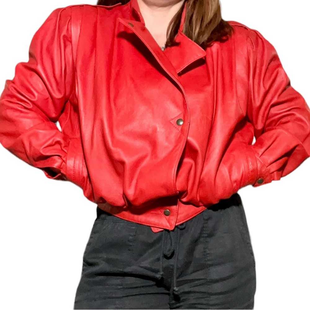 Vintage Bold Red Leather Jacket